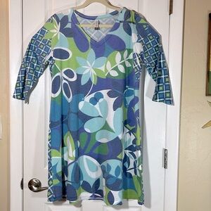 Whimsy Rose womans dress light weight cotton poly blend midi made in usa  sz M